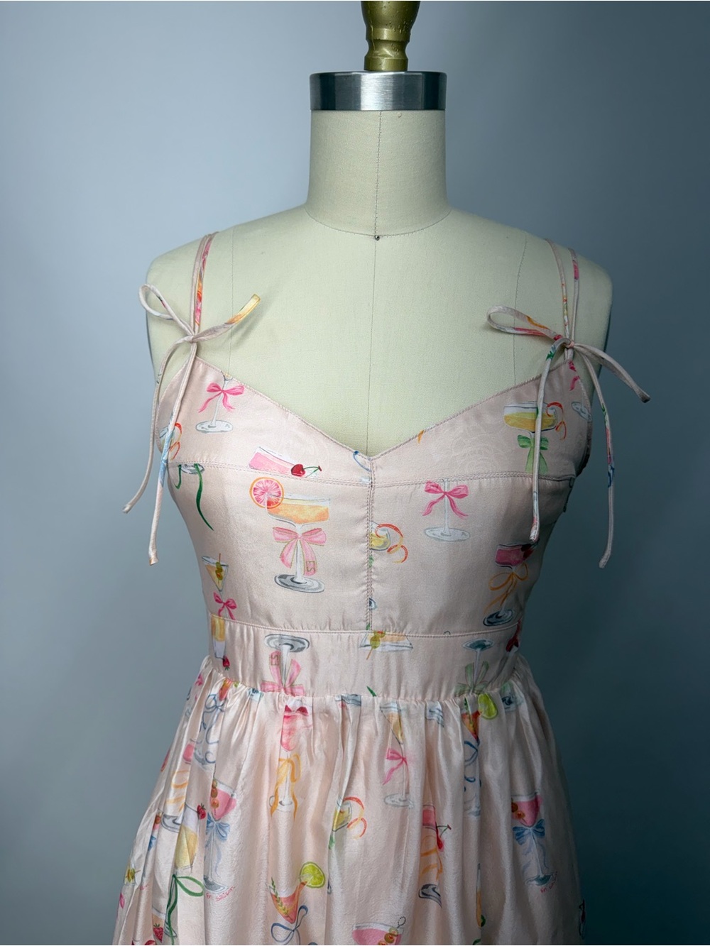 En Saison Viral Josette Satin Midi Dress Cocktail Print Size S/XS NWOT - Picture 5 of 15